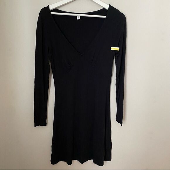 BP Dress Long Sleeve V-Neck Mini Black Solid Casual Neutral - Picture 10 of 10